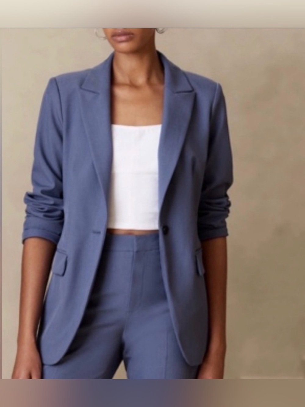 Banana Republic Blue Tailored Single-Button Blazer